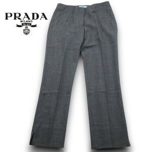 Prada Gray Houndstooth Virgin Wool Luxury Ankle Dress Pants, Size IT 38 or US 2